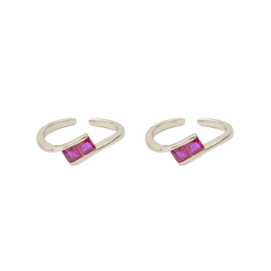 925 Silver Ruby Aura Adjustable Toe Ring