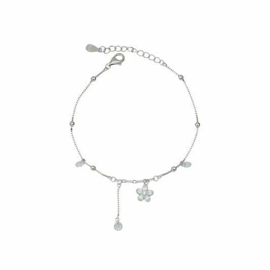 925 Sterling Silver Radiant Blossom Adjustable Charm Bracelet