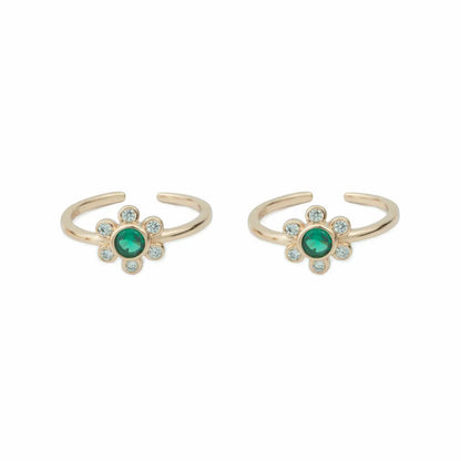 Emerald Bloom 925 Silver Adjustable Toe Ring