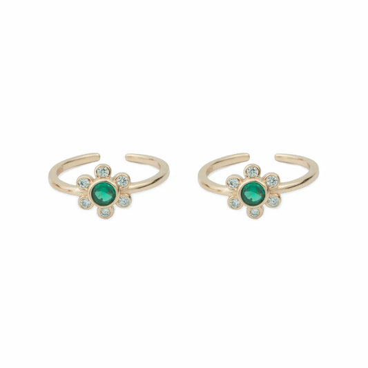 Emerald Bloom 925 Silver Adjustable Toe Ring