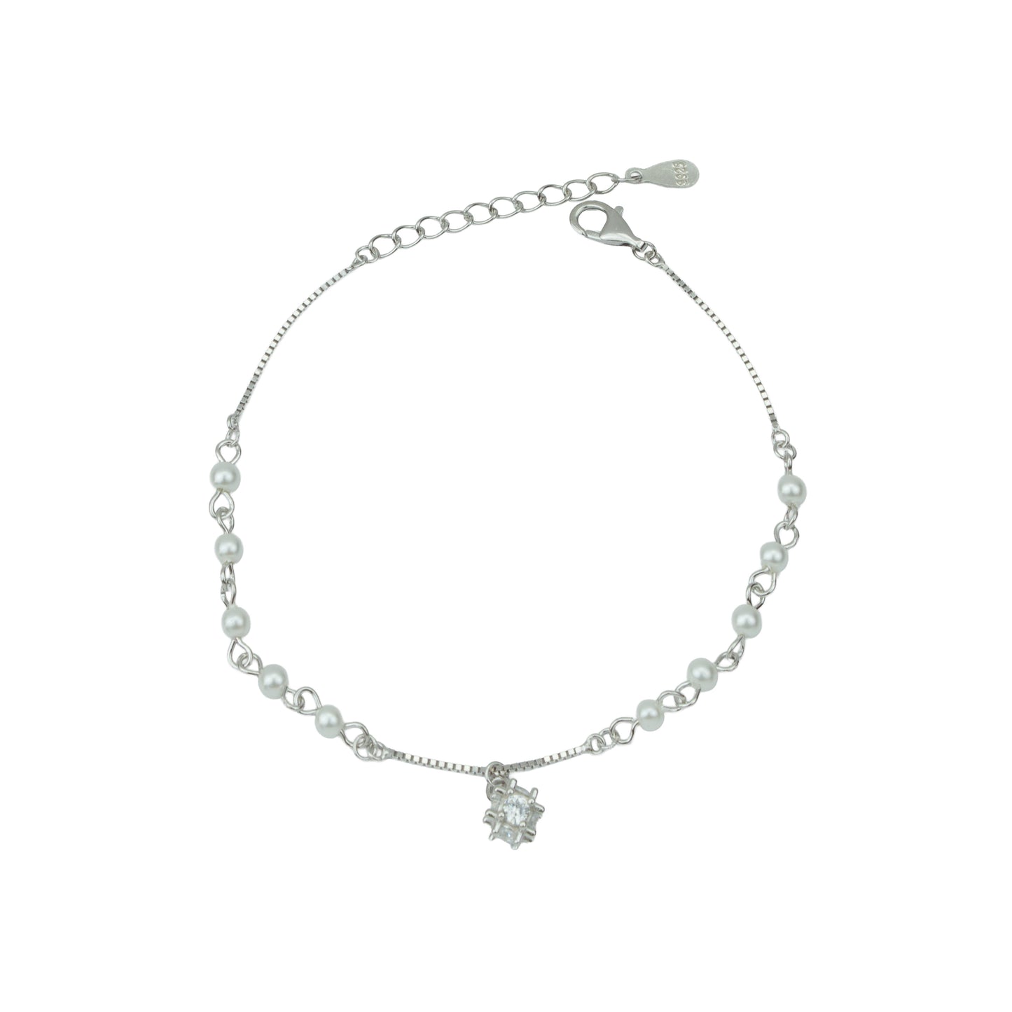 925 Sterling Silver Pearl & North Star Adjustable Bracelet