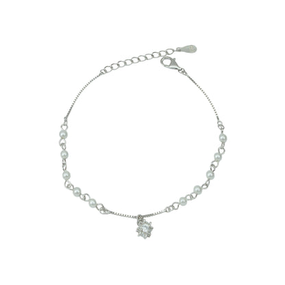 925 Sterling Silver Pearl & North Star Adjustable Bracelet