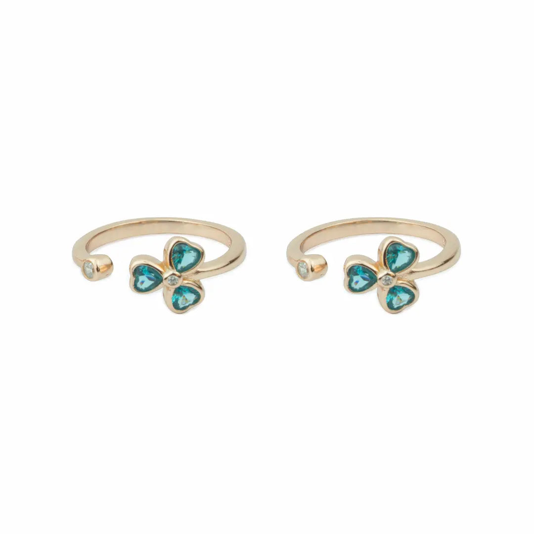 Azure Blossom 925 Silver Adjustable Toe Ring (Rose Gold Finish)
