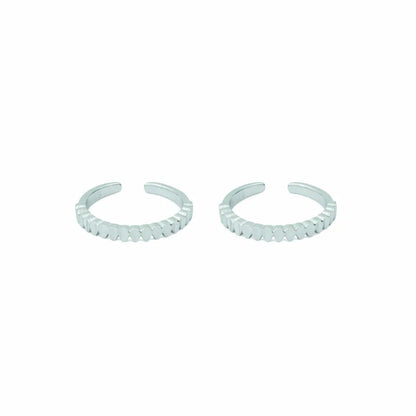 Silver 92.5 Textured Wave Adjustable Toe Ring