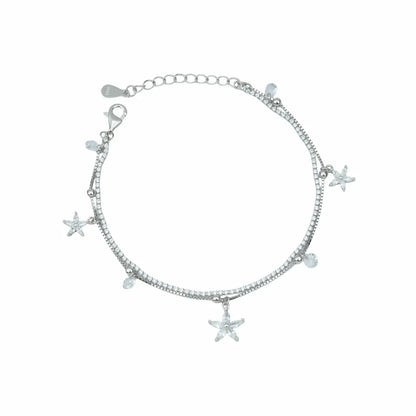 925 Sterling Silver Radiant Star Adjustable Charm Bracelet