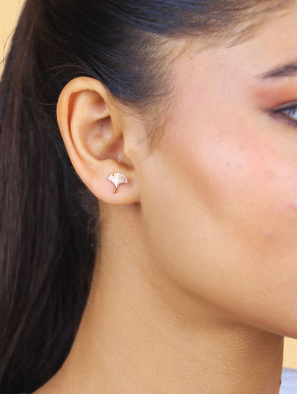 Ginkgo Grace Rose Gold Earrings - 925 Silver