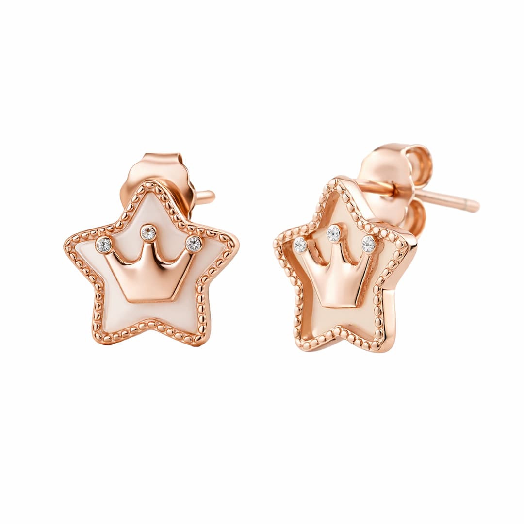 Royal Starlet 925 Silver Rose Gold Adjustable Crown Studs
