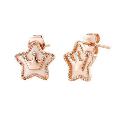 Royal Starlet 925 Silver Rose Gold Adjustable Crown Studs