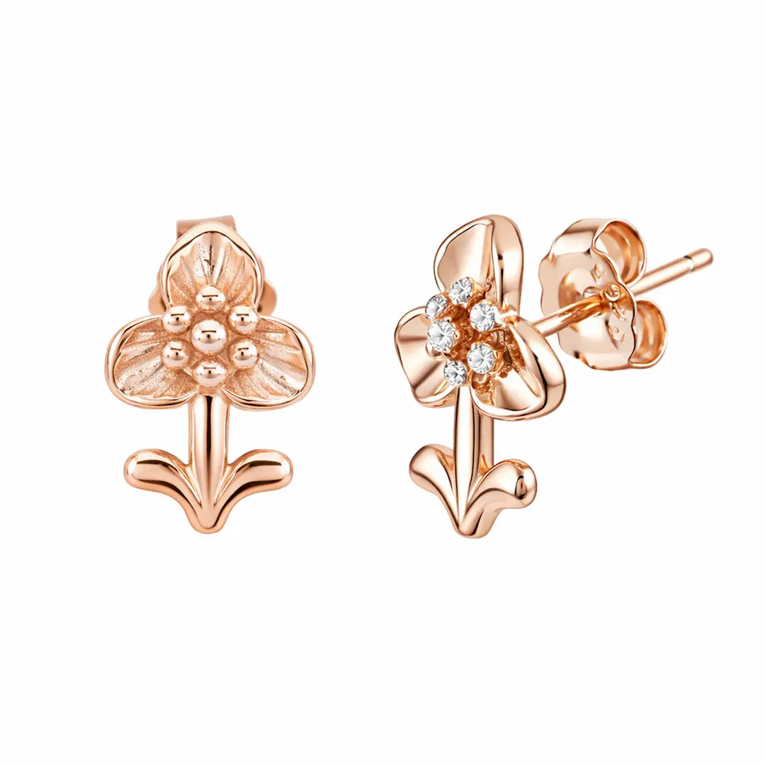 Golden Blossom 925 Silver Rose Gold Adjustable Stud Earrings