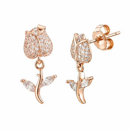 Botanical Breeze 925 Silver Multi-Tone Floral Art Earrings