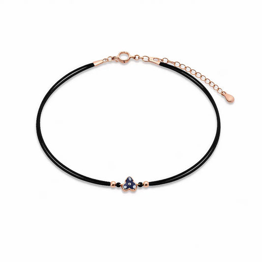 Royal Azure 925 Silver Rose Gold Clover Adjustable Bracelet