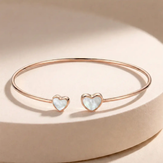 Graceful Hearts 925 Silver Rose Gold Adjustable Kada