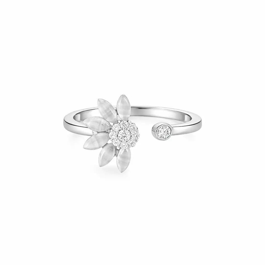 Botanical Bloom 925 Silver Tulip Garden Adjustable Ring