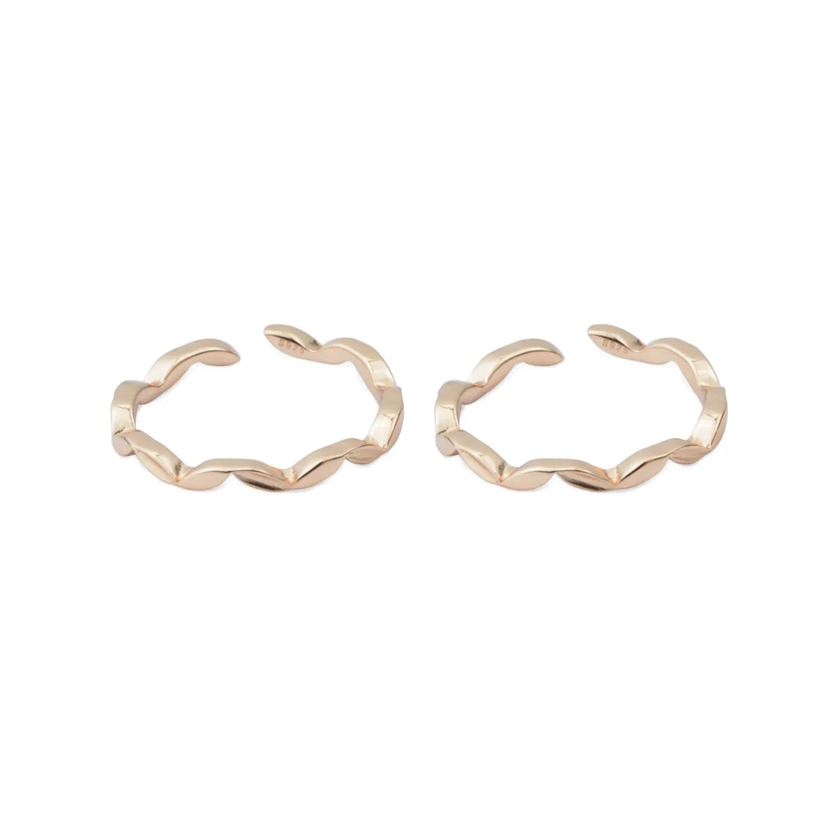 Twist Wave 925 Silver Adjustable Rose Gold Toe Ring