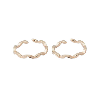 Twist Wave 925 Silver Adjustable Rose Gold Toe Ring