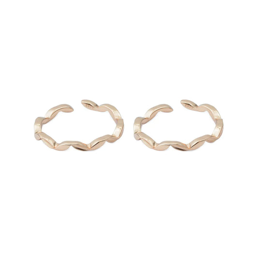 Twist Wave 925 Silver Adjustable Rose Gold Toe Ring