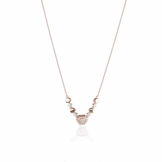 HexaGlow 925 Silver Rose Gold Adjustable Pendant Necklace