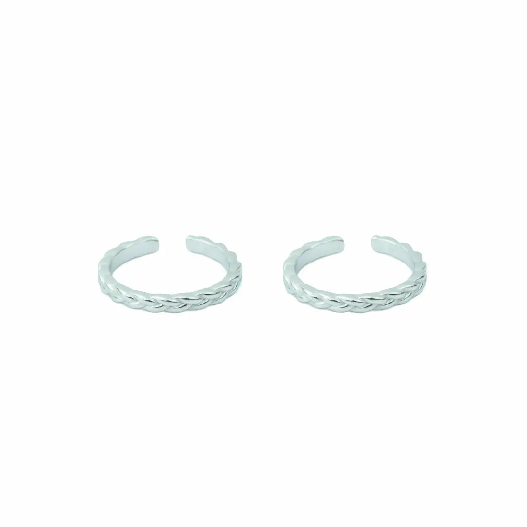 Silver 92.5 Braided Grace Toe Rings