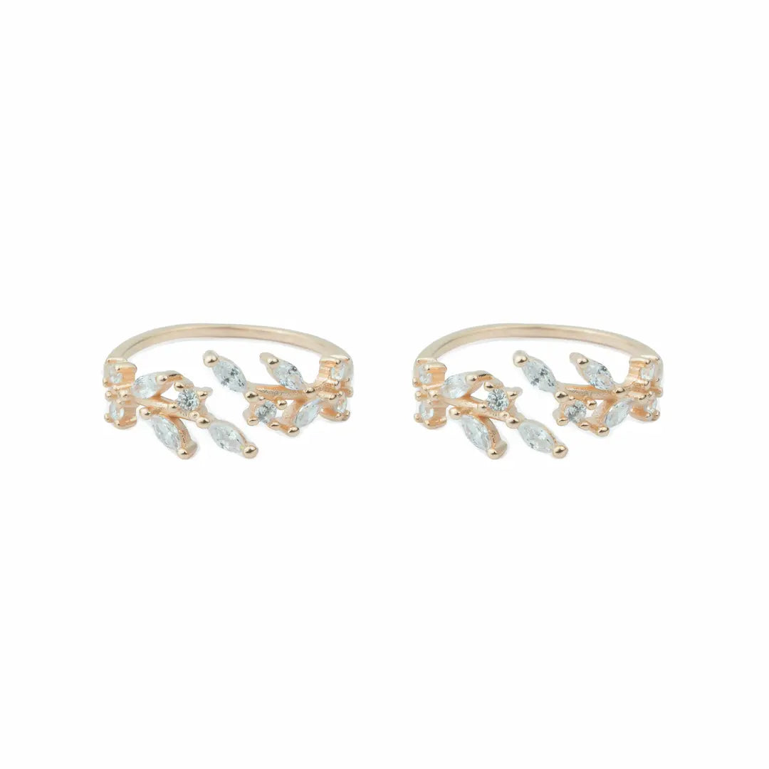 Aurora Vine 925 Silver Adjustable Toe Ring (Rose Gold Finish)