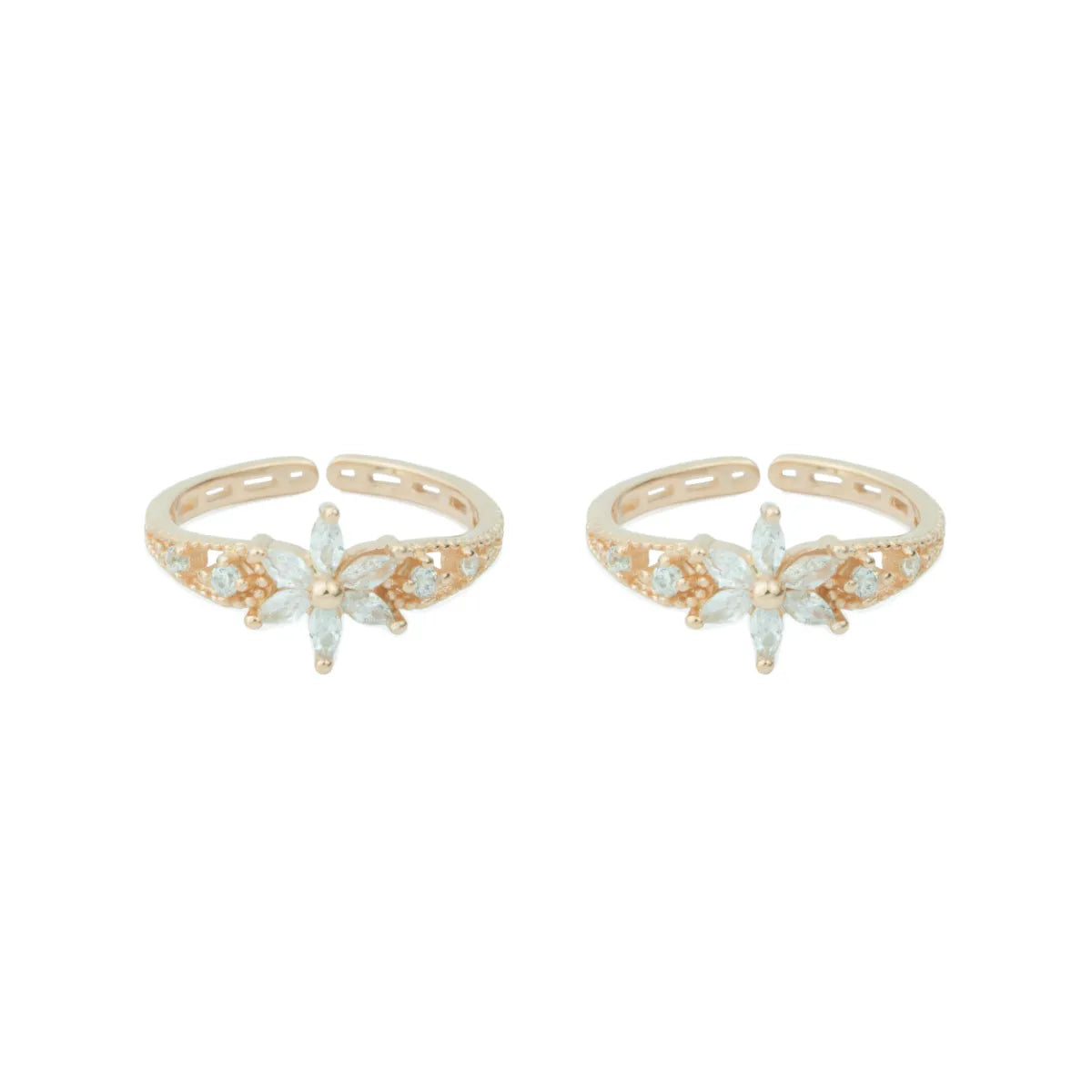 Rose Gold Silver Celestial Blossom Adjustable Toe Rings