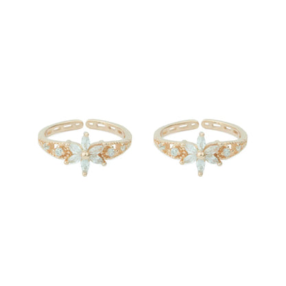 Rose Gold Silver Celestial Blossom Adjustable Toe Rings