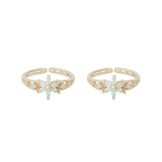 Rose Gold Silver Celestial Blossom Adjustable Toe Rings
