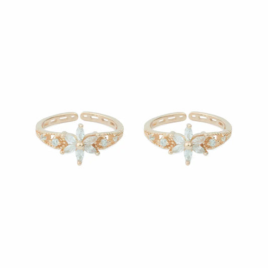 loral Glow 925 Silver Adjustable Toe Ring (Rose Gold Finish)