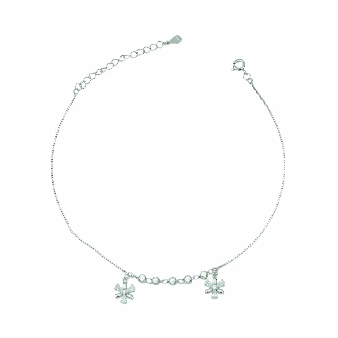 Ethereal Charm 925 Silver High-Polish Adjustable Anklet Pair