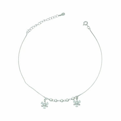 Ethereal Charm 925 Silver High-Polish Adjustable Anklet Pair