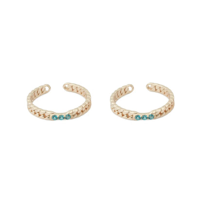 Rose Gold Silver Aqua Chain Adjustable Toe Rings