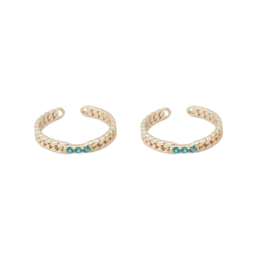 Rose Gold Silver Aqua Chain Adjustable Toe Rings