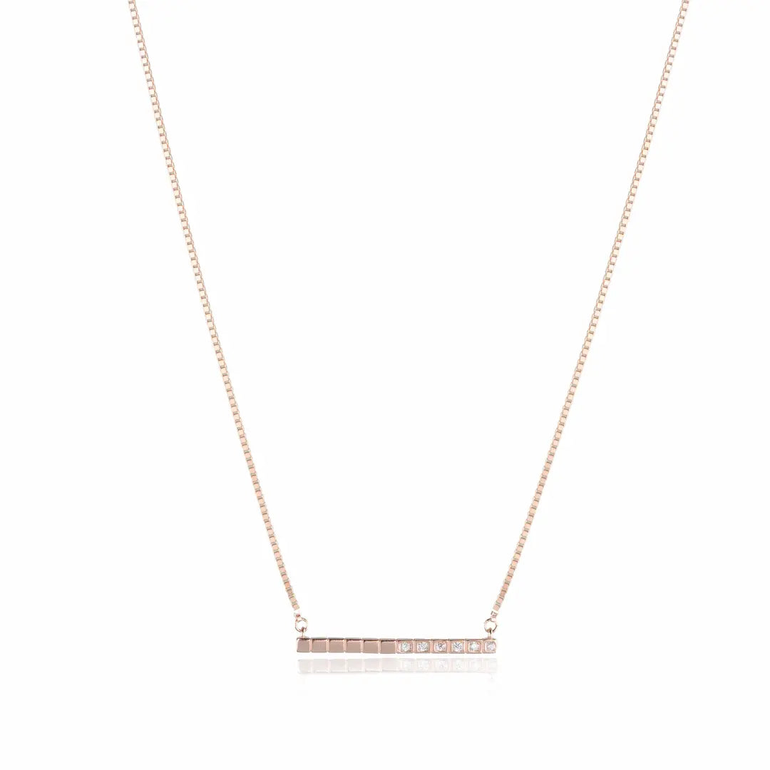 Lumina Bar 925 Silver Rose Gold Adjustable Necklace