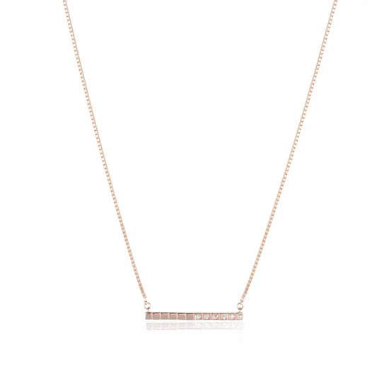Lumina Bar 925 Silver Rose Gold Adjustable Necklace