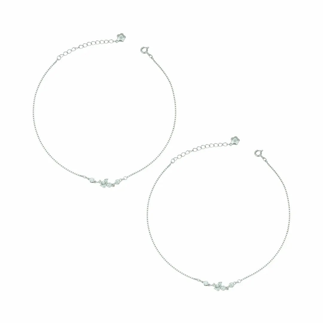 Starlight Cluster 925 Silver Adjustable Station Anklet