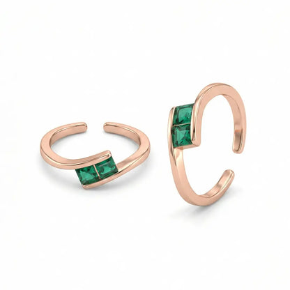 Emerald Curve 925 Silver Adjustable Toe Ring