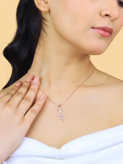 Serpent Shine Rose Gold Pendant Necklace - 925 Silver