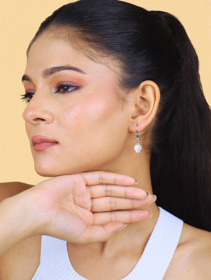 The Verdant Crown Heart Drop Earrings - 925 Silver