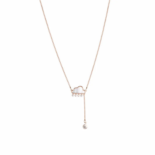 Celeste Drop 925 Silver Adjustable Charm Chain Necklace