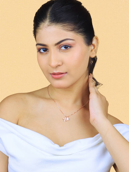 Blush Bloom Floral Necklace - 925 Silver