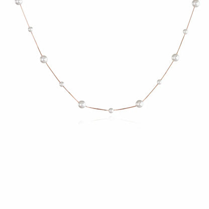 Rose Pearl Harmony Necklace - 925 Silver