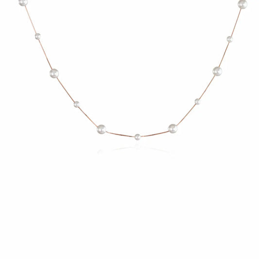 Rose Pearl Harmony Necklace - 925 Silver