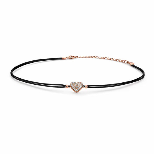 Sparkling 925 Silver Rose Gold Heart Essence Adjustable Bracelet