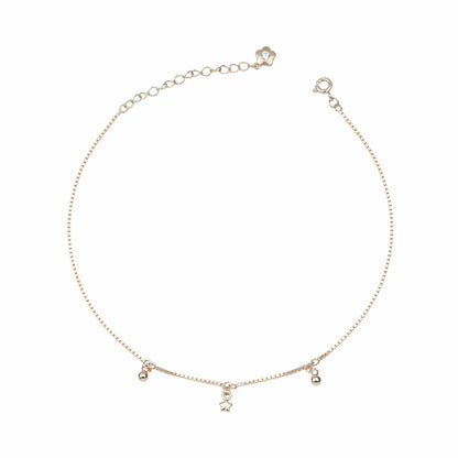 Floral Elegance 925 Silver Adjustable Rose Gold Anklet Set