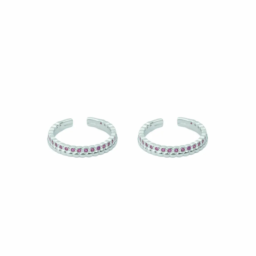 Royal Pink Sparkle 925 Silver Adjustable Toe Ring