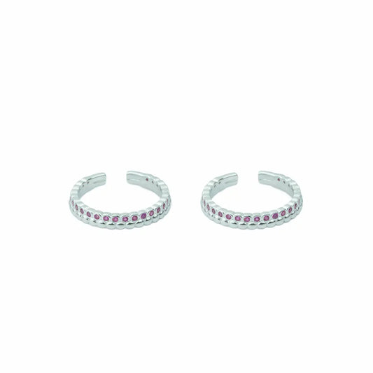 Royal Pink Sparkle 925 Silver Adjustable Toe Ring