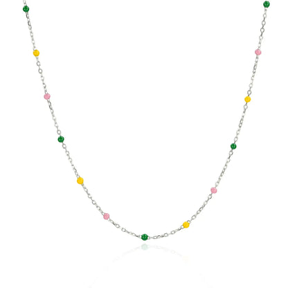 Pastel Harmony Bead Necklace - 925 Silver