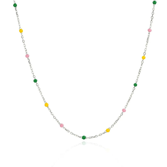 Pastel Harmony Bead Necklace - 925 Silver