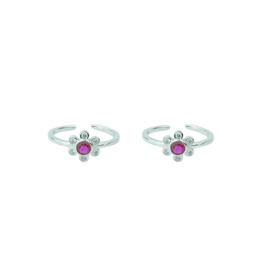 Ruby Bloom Silver 92.5 Toe Rings