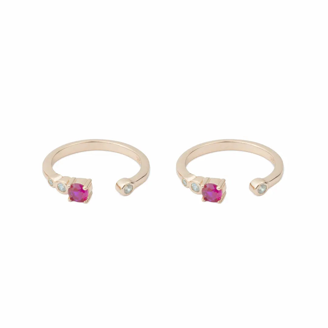 Ruby Spark Adjustable Toe Ring-925 Silver