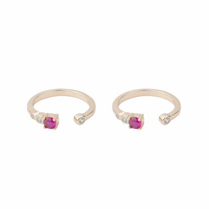 Ruby Spark Adjustable Toe Ring-925 Silver